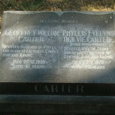 CARTER Geoffrey William -1959 &amp; Phyllis Evelyn Ogilvie ARBUTHNOT -1973