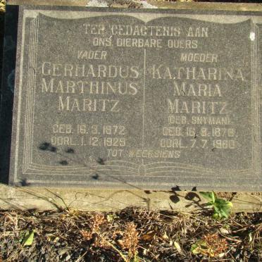 MARITZ Gerhardus Marthinus 1872-1929 &amp; Katharina Maria SNYMAN 1876-1960