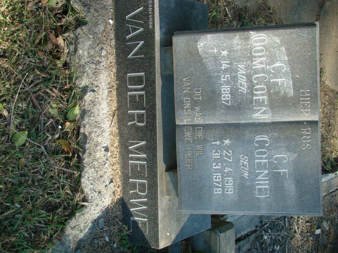 MERWE C.F., van der 1887- :: VAN DER  MERWE C.F. 1919-1978