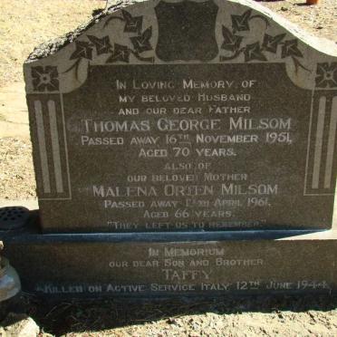 MILSOM Thomas George -1951 &amp; Malena Orten -1961 :: MILSOM Taffy -1944