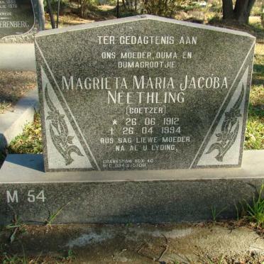 NEETHLING Magrieta Maria Jacoba nee COETZER 1912-1994