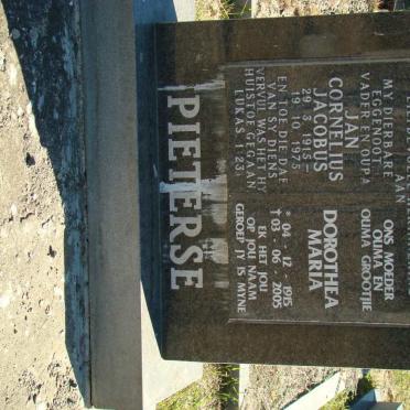 PIETERSE Jan Cornelius Jacobus 1915-1975 &amp; Dorothea Maria 1915-2005