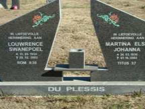 PLESSIS Louwrence Swanepoel, du &amp; Martina Elsie Johanna