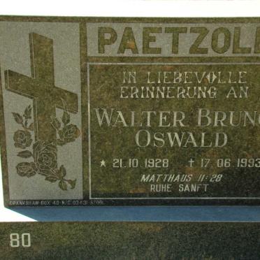 PAETZOLD Walter Bruno Oswald 1928-1993