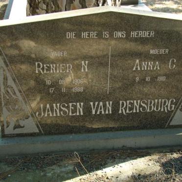 RENSBURG Renier N. , Jansen van 1906-1988 &amp; Anna C. 1910-