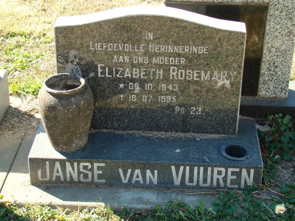VUUREN Elizabeth Rosemary, Janse van 1943-1995