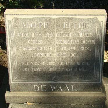 WAAL Adolph Evelyn, de 1924-1961 &amp; Elizabeth Francina 1924-1961