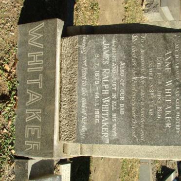 WHITAKER James Ralph 1879-1966 &amp; Anne -1956