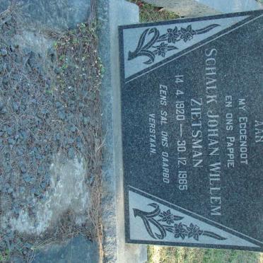 ZIETSMAN Schalk Johan Willem 1920-1965