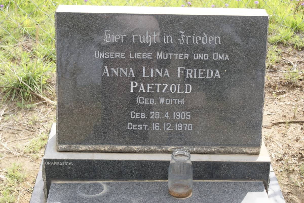PAETZOLD Anna Lina Frieda nee WOITH 1905-1970