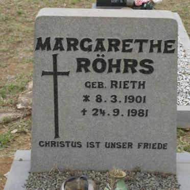 ROHRS Margarethe nee RIETH 1901-1981