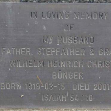 BUNGER Wilhelm Heinrich Christian 1915-2001