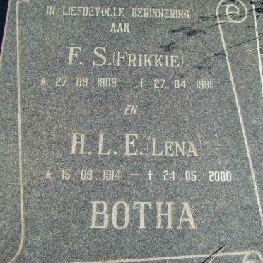 BOTHA F.S. 1909-1991 &amp; H.L.E. 1914-2000