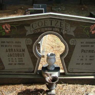 COETZEE Abraham Jacobus 1935-1999 &amp; Patrica 1937-1987