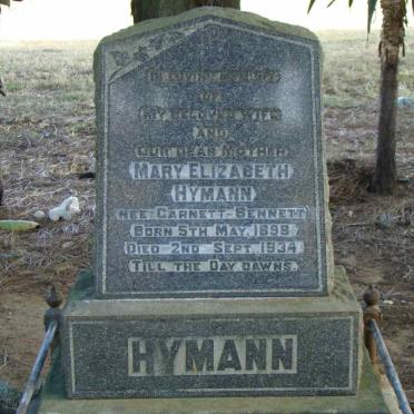 HYMANN Mary Elizabeth nee CARNETT-BENNETT 1898-1934