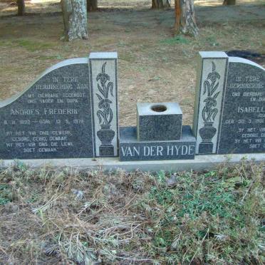 HYDE Andries Frederik, van der 1892-1974 &amp; Isabella Cornelia BOTHA 1901-1977