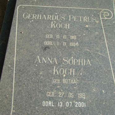KOCH Gerhardus Petrus 1918-1994 &amp; Anna Sophia BOTHA 1918-2001