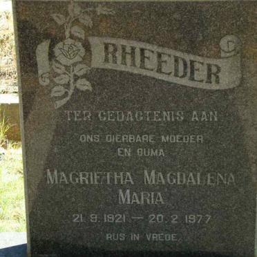 RHEEDER Magrietha Magdalena Maria 1921-1977