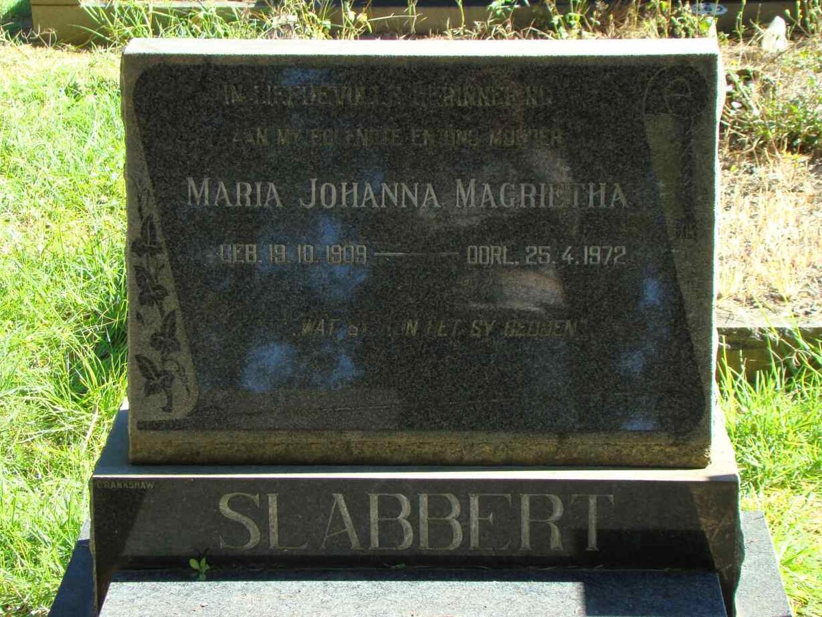 SLABBERT Maria Johanna Magrietha 1909-1972