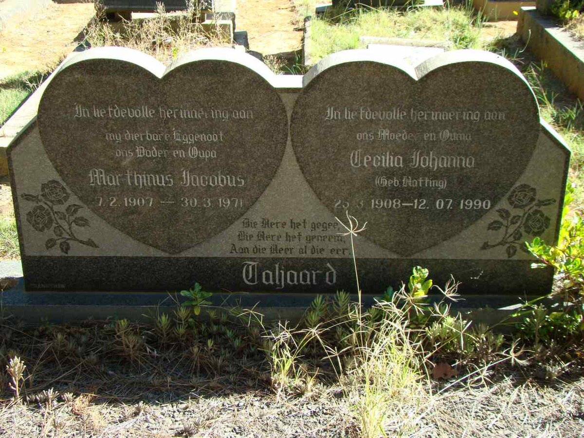 TALJAARD Marthinus Jacobus 1907-1971 &amp; Cecilia Johanna HATTING 1908-1990