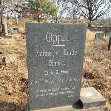 OPPEL Jannetje Linde nee BOTHA 1903-1968