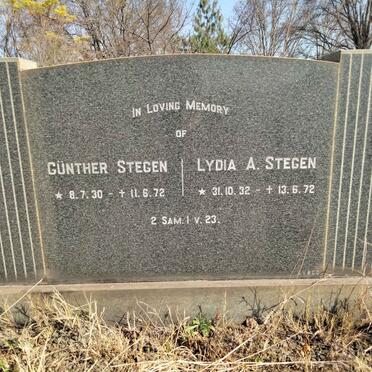STEGEN Gunther 1930-1972 & Lydia A. 1932-1972