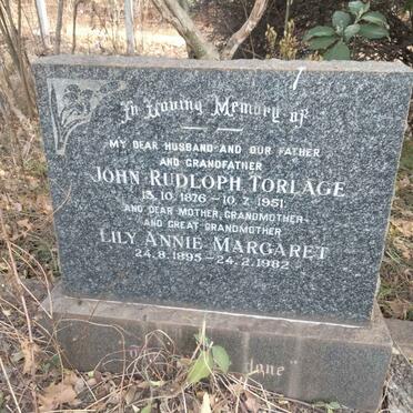 TORLAGE John Rudolph 1876-1951 & Lily Annie Margaret 1895-1982