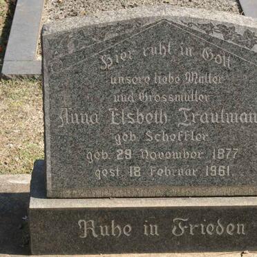 TRAUTMANN Anna Elsbeth nee SCHEFFLER 1877-1961