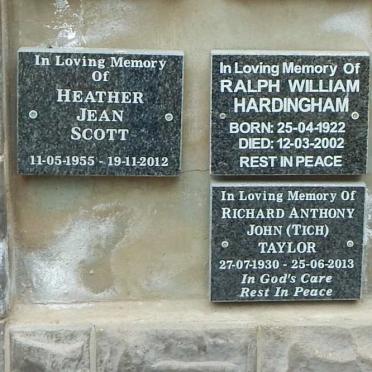 SCOTT Heather Jean 1955-2012 :: HARDINGHAM Ralph William 1922-2002 :: TAYLOR Richard Anthony John 1930-2013