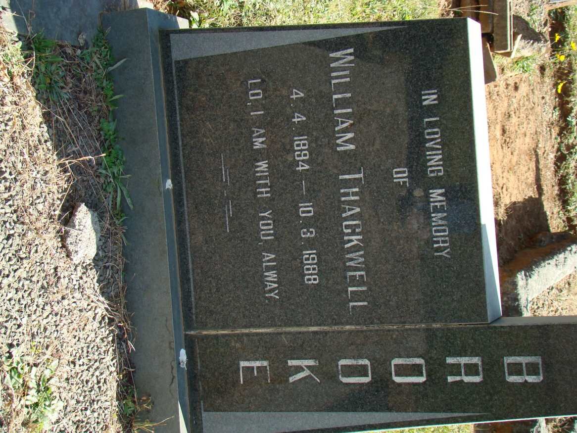 BROOKE William Thackwell 1894-1988