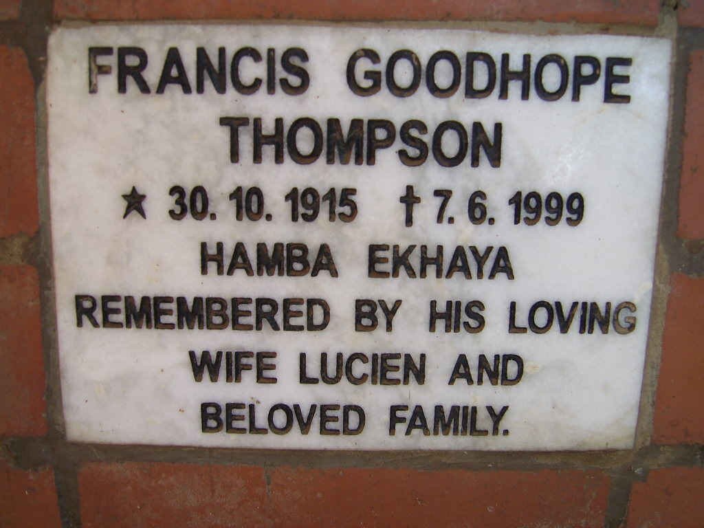 THOMPSON Francis Goodhope 1915-1999