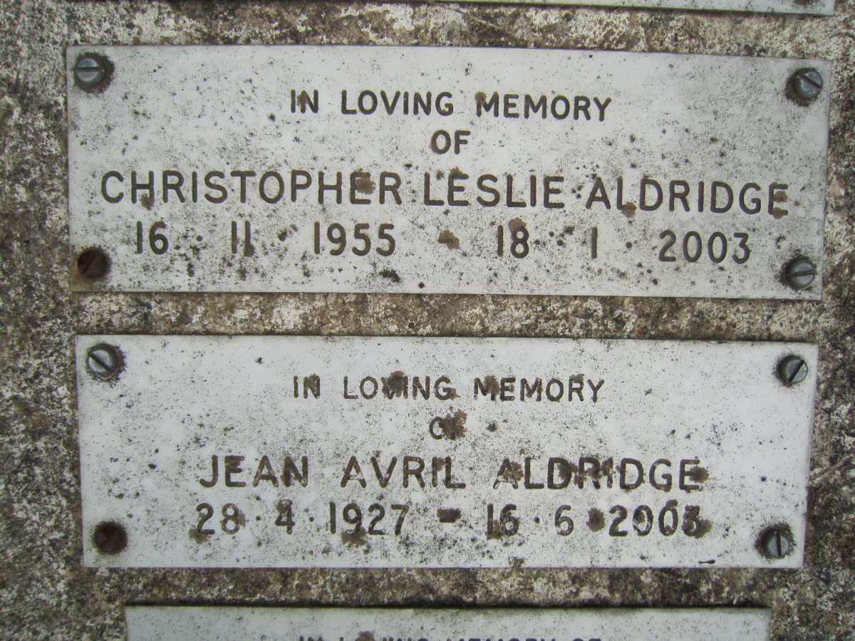 ALDRIDGE Christopher Leslie 1955-2003 :: ALDRIDGE Jean Avril 1927-2003