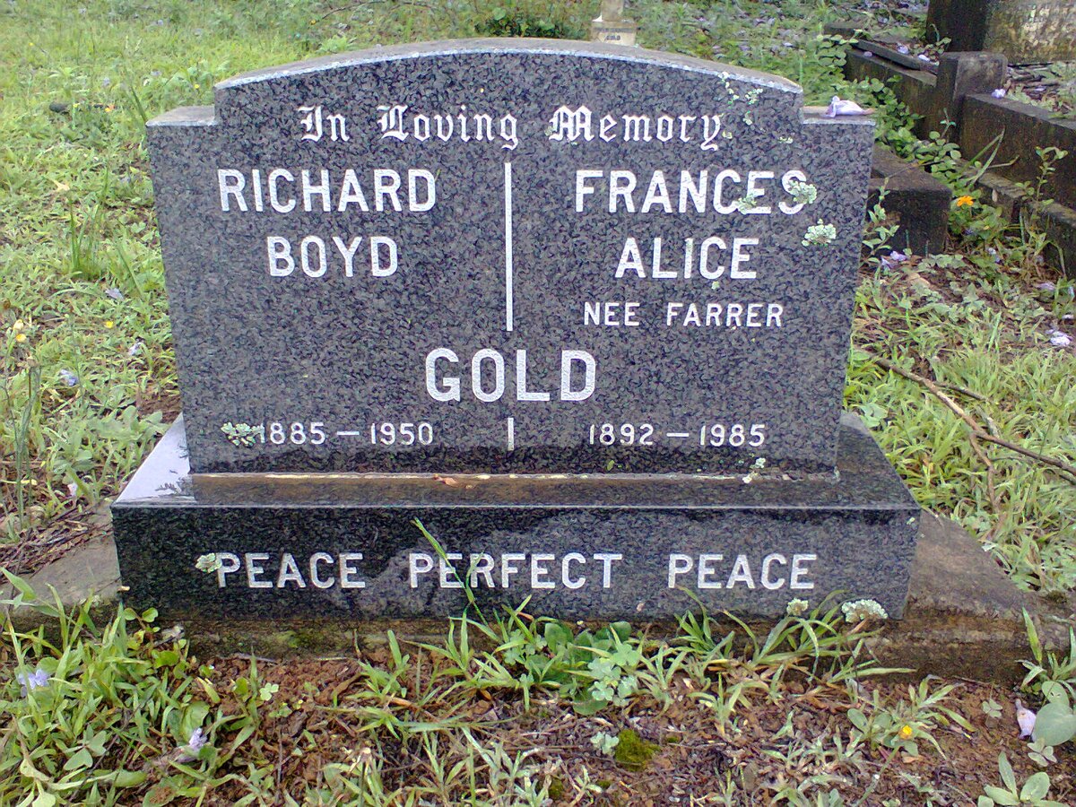 GOLD Richard Boyd 1885-1950 &amp; Frances Alice FARRER 1892-1985