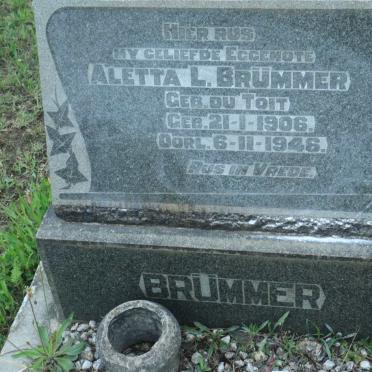 BRUMMER Aletta L. nee DU TOIT 1906-1946