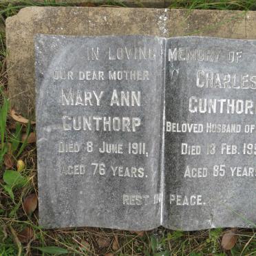 GUNTHORP Mary Ann -1911 :: GUNTHORP Charles -1954