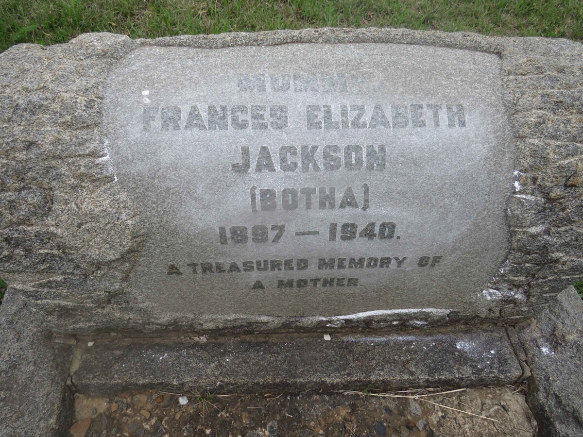 JACKSON Frances Elizabeth nee BOTHA 1897-1940