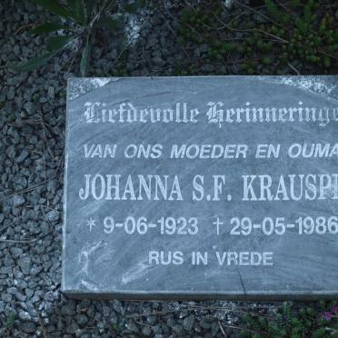 KRAUSPE Johanna S.F. 1923-1986