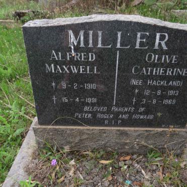 MILLER Alfred Maxwell 1910-1991 &amp; Olive Catherine HACKLAND 1913-1969