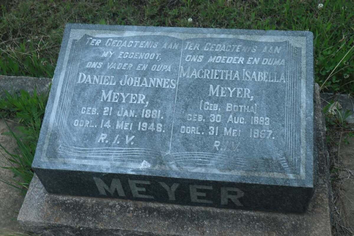MEYER Daniel Johannes 1881-1946 &amp; Magrietha Isabella BOTHA 1883-1957