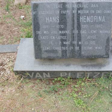 PLETZEN Hans, van 1891-1970 &amp; Hendrina 1901-1982