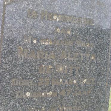 WITT Maria Aletta, de -1937