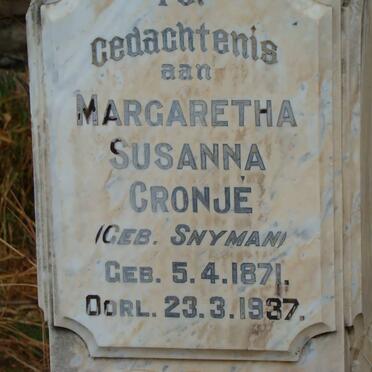 CRONJE Margaretha Susanna nee SNYMAN 1871-1937