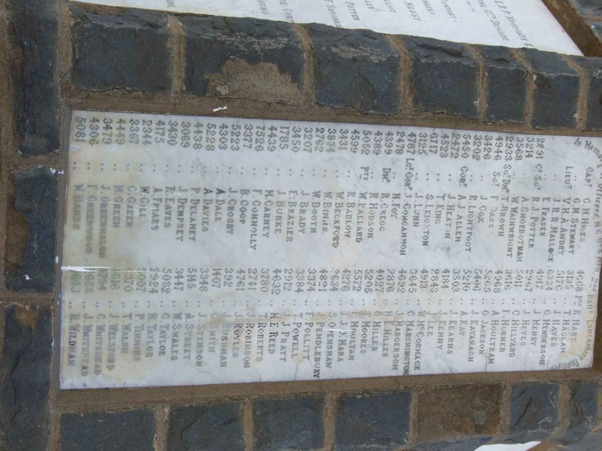 08. Plaque for the 2nd Batt Lancashire Fusiliers