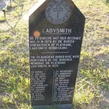 Kwazulu-Natal, KLIPRIVIER district, Platrand, Burgher monument