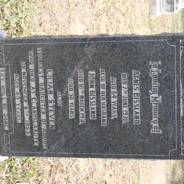 BISSLAND John -1931 &amp; Agnes -1930 :: STEVEN Lilian nee BISSLAND -1953