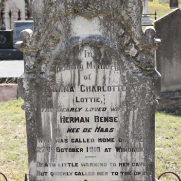 BENSE Anna Charlotte nee DE HAAS -1918