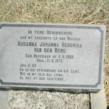 BERG Susanna Johanna Hendrika, van den geb. WAGENAAR 1908-1972