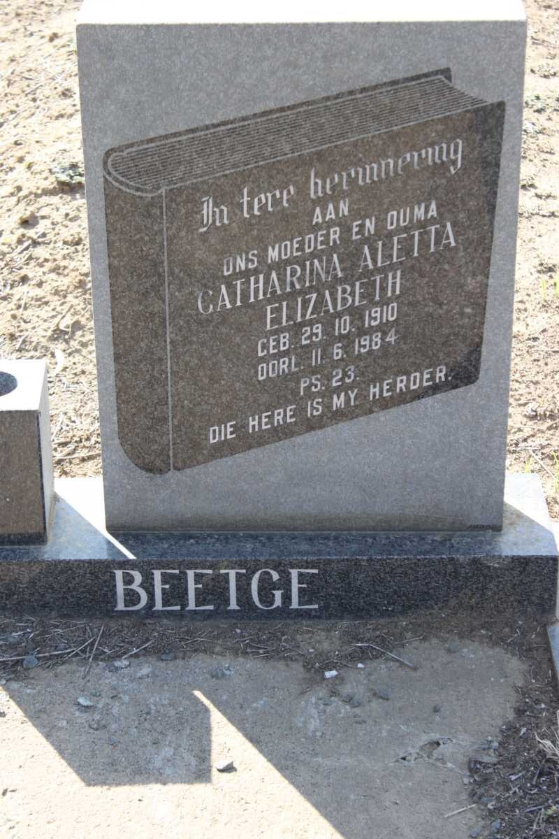 BEETGE Catharina Aletta Elizabeth 1910-1984