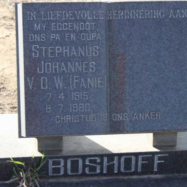 BOSHOFF Stephanus Johannes V.D.W.  1915-1980