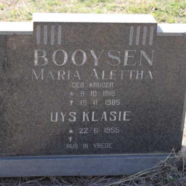 BOOYSEN Maria Alettha nee KRUGER 1918-1985 :: UYS Klasie 1955-